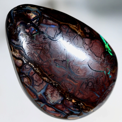 SOLID BOULDER OPAL HUGE 46ct Sparkling green and purple amongst patterned boulder opal SEE VIDEO